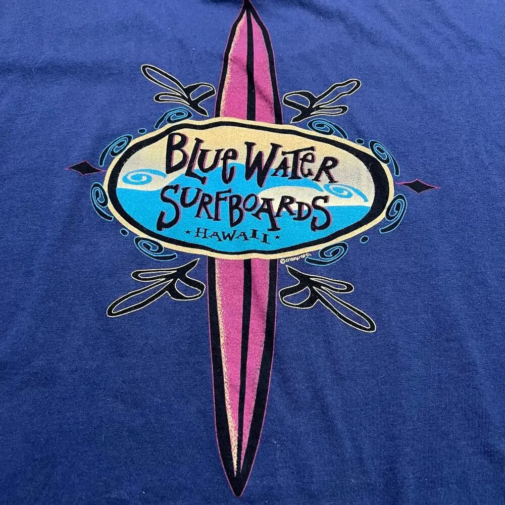 Vintage Crazy Shirts Hawaii Blue Water Surfboards T-Shirt XL Made in USA Surf - Picture 2 of 11